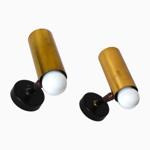 René-Jean Caillette zugeschriebene Messing Wandleuchten, 1950er, 2er Set