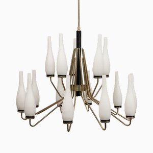 Vintage Italian Brass Chandelier from Stilnovo, 1950s