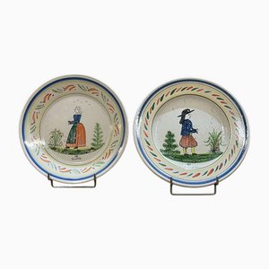 Steingut Teller von HB Quimper, 1920er, 2er Set