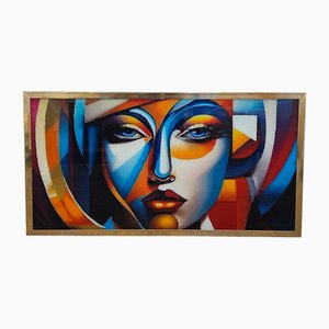 Glass Painting with Female Face, 1980s