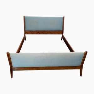 Vintage Bed with Padded Headboard and Footboard, 1950s