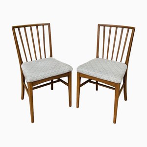 Vintage Scandinavian Chairs in Wood and Fabric, 1960s, Set of 2