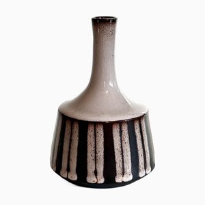 Studio Keramik Vase im ländlichen Keramikstil mit gestreiftem Dekor, 1970er