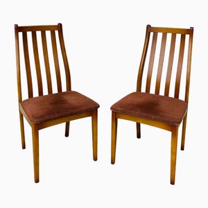 Vintage Stühle aus Holz & Samt, 1970er, 2er Set