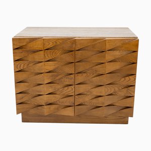 Vintage Italian Sideboard with Travertine Top in Oak, 2000