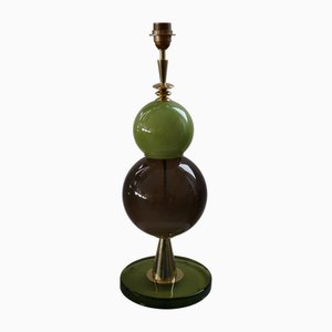 Mid-Century Modern Table Lamp in Art Glass and Brass, 2000