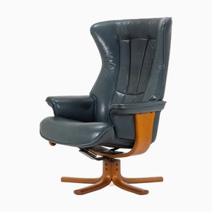 Poltrona vintage regolabile in pelle di Hjellegjerde Møbler, Scandinavia, anni '80