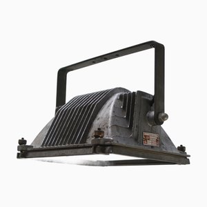 Vintage Industrial Grey Metal and Clear Glass Pendant Light