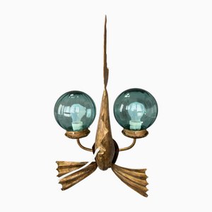 Vintage Wall Sconce in Wrought Iron Fish, 1940s