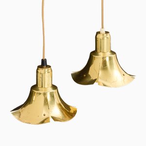 Schwedische Vintage Hängelampen aus Messing von Lars Holmström, 1960er, 2er Set