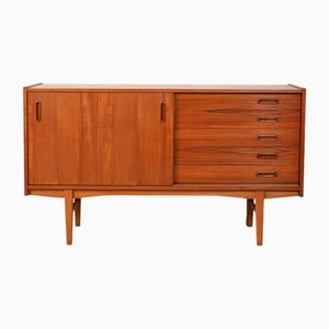 Enfilade Scandinave en Teck avec Poignées Ovales Encastrées, 1960s