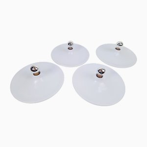 Vintage White UFO Disc Wall Lamps from Targetti Sankey, 1970s, Set of 4