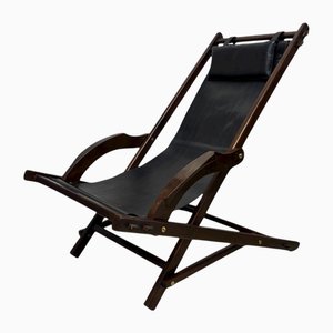 Vintage Schaukelstuhl aus Leder & Ulmenholz, 1960er