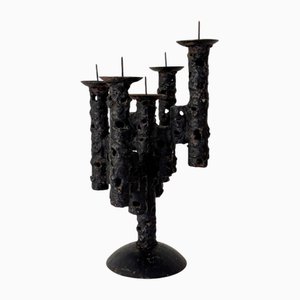 Vintage Italian Brutalist Iron Candleholder, 1960