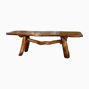 Table Sculpturale Vintage Brutaliste en Orme, 1970s
