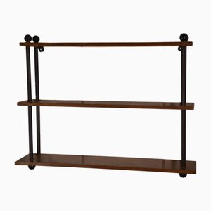 Vintage Oak and Steel Tube Shelf, 1960s