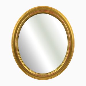 Miroir Vintage Ovale avec Cadre en Bois Doré, 1950s