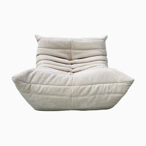 Fauteuil Togo en Velours Côtelé Beige par Michel Ducaroy pour Ligne Roset