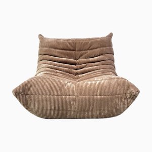 Togo Sessel aus Braunem Cord von Michel Ducaroy für Ligne Roset