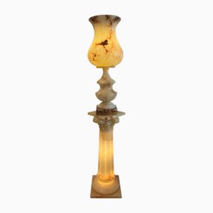 Neoklassizistische Vintage Alabaster Urnenlampe mit Säulenständer, 1930er