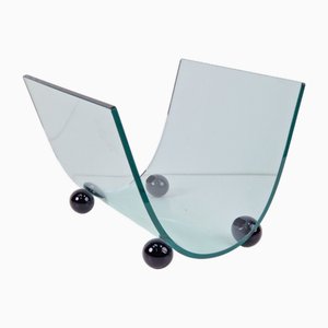 Vintage Glas Zeitschriftenhalter von Fiam, Italien, 1980er