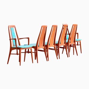 Dänische Vintage Eva Teak Esszimmerstühle von Niels Koefoed für Koefoeds Hornslet, 1960er, 6er Set