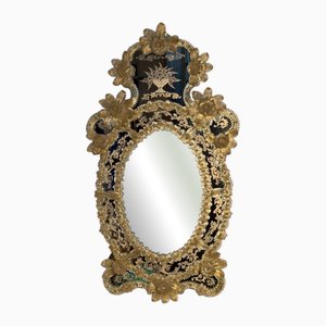 Vintage Venetian Wall Mirror in Murano Glass in the style of Barovier & Toso, 1940s