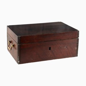 Antique Walnut Travel Casket with Writing Set, Italy, 19th Century, Set of 3