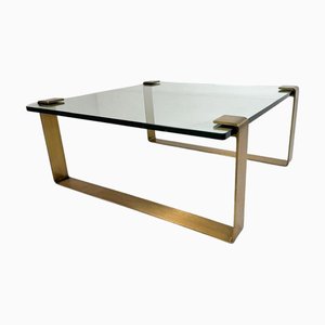 Mid-Century Modern Brass and Glass Coffee Table by Ronald Schmitt, 1970s