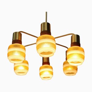 Vintage German Chandelier in Glass and Metal, 1970s