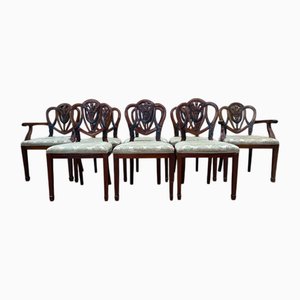 English Style Chairs and Armchairs in Solid Wood, Set of 6