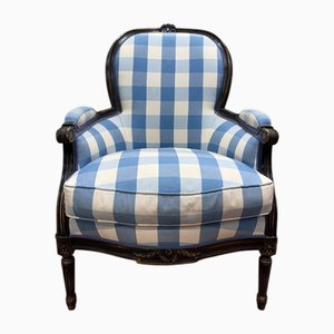 Louis XVI Style Bergère Armchair in Blackened Wood