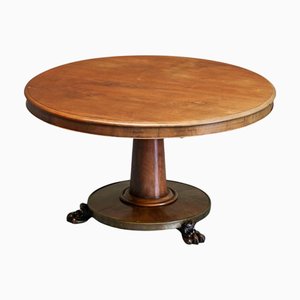 Großer Vintage Stehtisch aus Holz & patiniertem Messing, 1920er