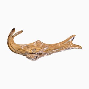 Moderne Mid-Century Schale aus mundgeblasenem Kristallglas von Bayer Crystal, 1970