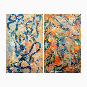 Enric Servera, Gold and Silver Sea Diptych, 2025, Acrylic Monoprint