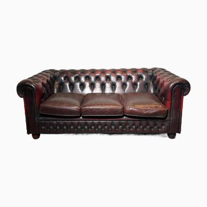Vintage Chesterfield Oxblood Leather Sofa