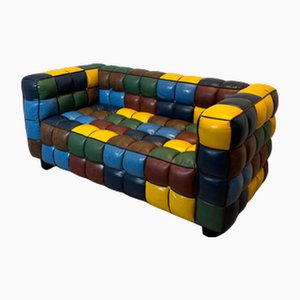 Vintage Cube Sofa in Leather