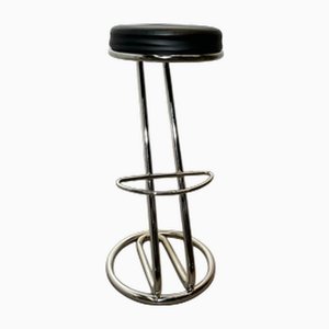 Vintage Z Bar Stool in Chrome and Black Leatherette