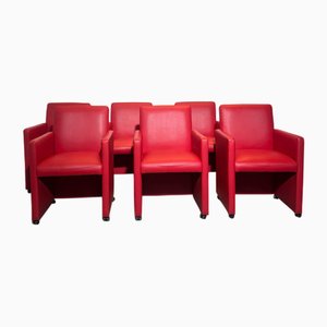 Poltrone vintage rosse, set di 6
