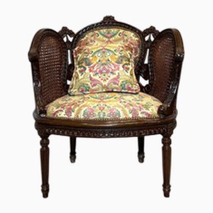 Französischer Bergère Stuhl aus Massivholz