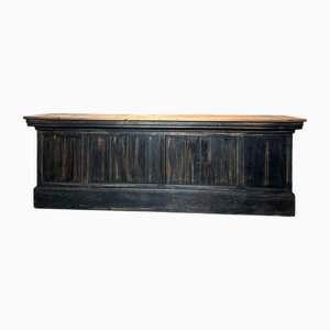 Antique French Shop Counter in Black Painted Pine