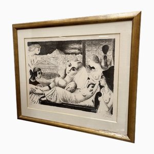 Paul Delvaux, A Vanade, Lithographie, gerahmt