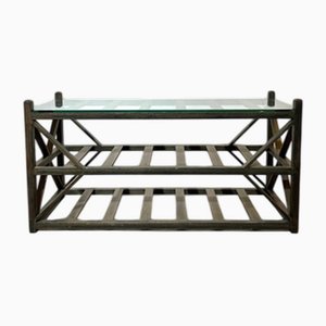 Wooden Console Table with Glass Top