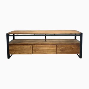 Industrieller Fernsehschrank aus Holz und Metall