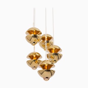 Deutsche Kaskaden Hängelampe aus Messing von Kaiser Leuchten, 1970er
