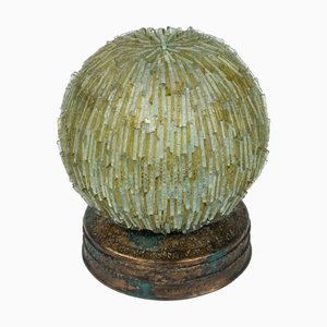 Brutalist Iron and Hammered Glass Table Lamp attributed to Biancardi & Jordan, Italy, 1970s