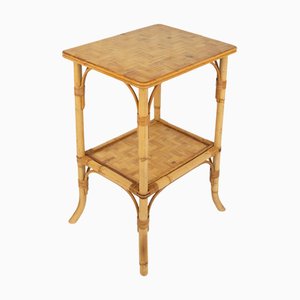 Mid-Century Rattan and Bamboo Side Table in the style of Vivai del Sud, Italy, 1970s