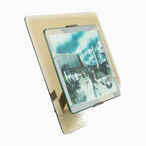 Cornice Mid-Century in vetro fumé attribuita a Fontana Arte, Italia, anni '70