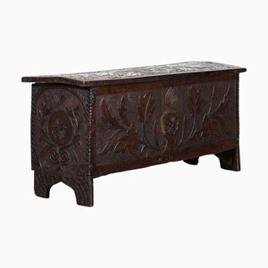 Antique English Carved Oak Chest, 1690