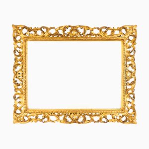 Antique Italian Giltwood Florentine Over Mantle Mirror, 1800s